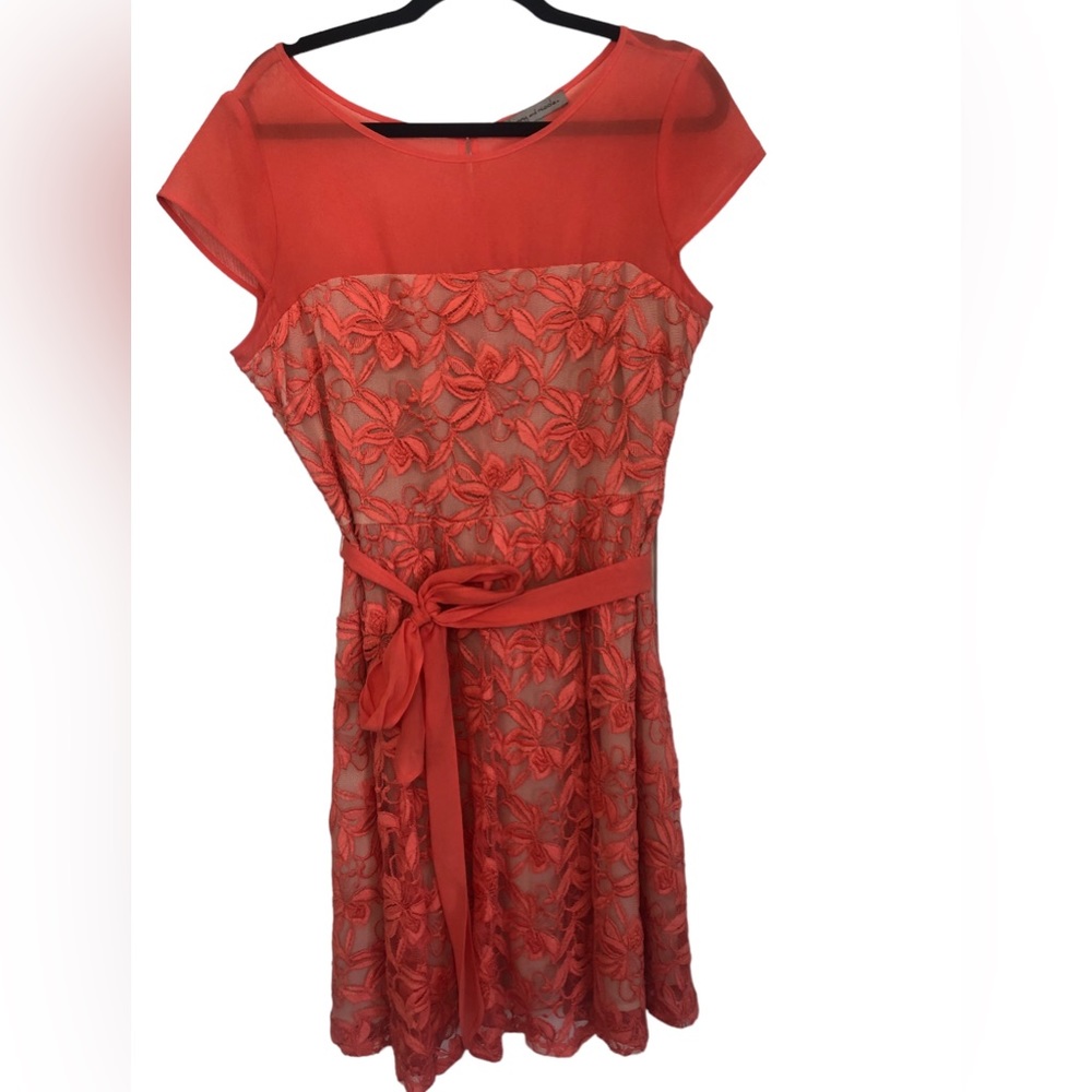 DANNY  AND NICOLE SIZE 12 CORAL LACE DRESS